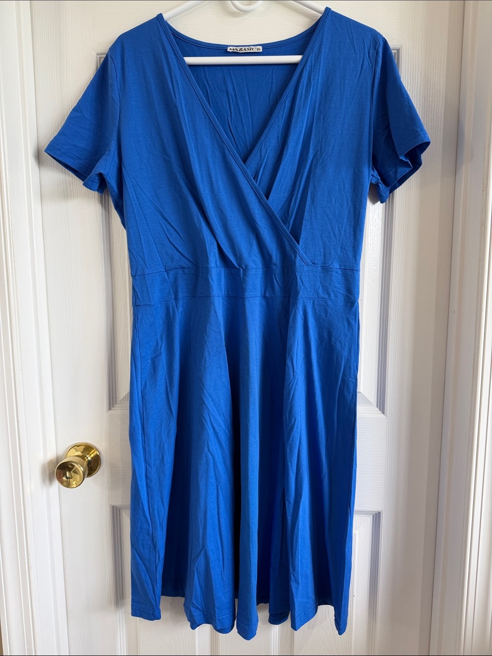 NWOT Wrap-Front Midi Dress in Cobalt Blue